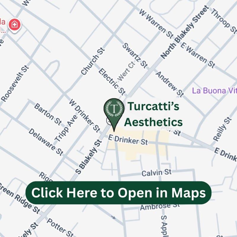 Map showing Turcatti's Aesthetics at 101 E. Drinker Street in Dunmore, PA — click to open in Google Maps